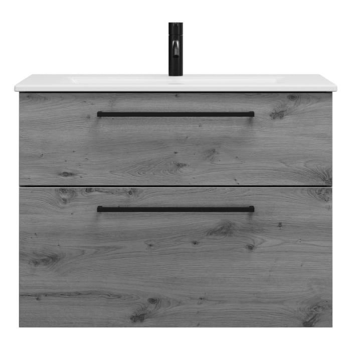 burgbad Eqio Waschtischkombination mit Keramik-Waschtisch Slim, 82 cm, mit Stangengriff G0234