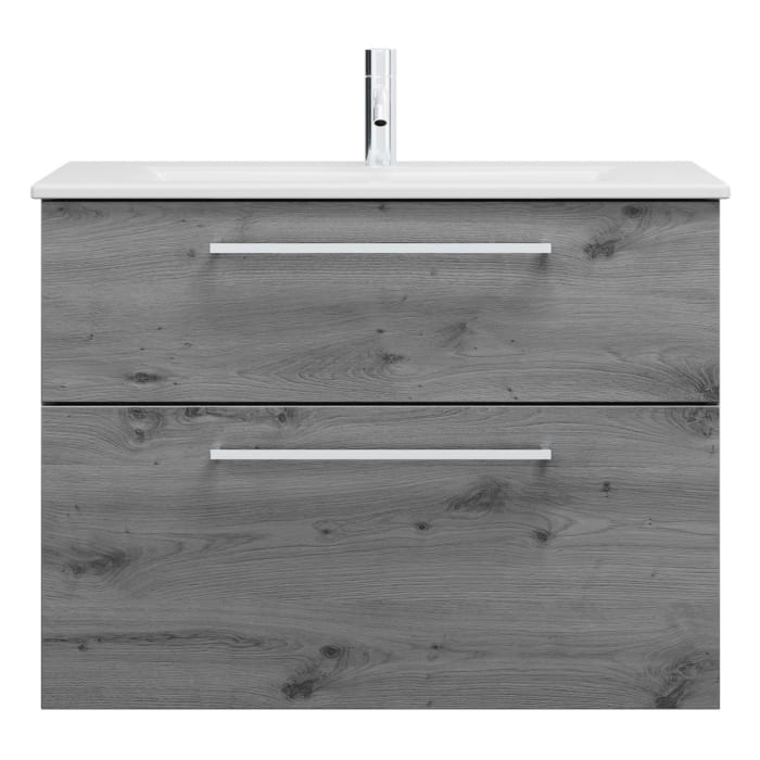 burgbad Eqio Waschtischkombination mit Keramik-Waschtisch Slim, 82 cm, mit Stangengriff P95