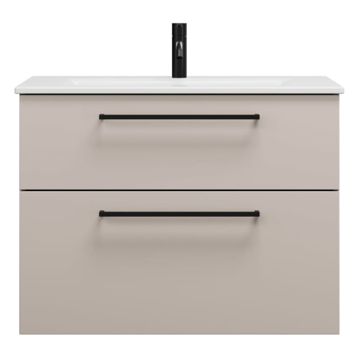 burgbad Eqio Waschtischkombination mit Keramik-Waschtisch Slim, 82 cm, mit Stangengriff G0234