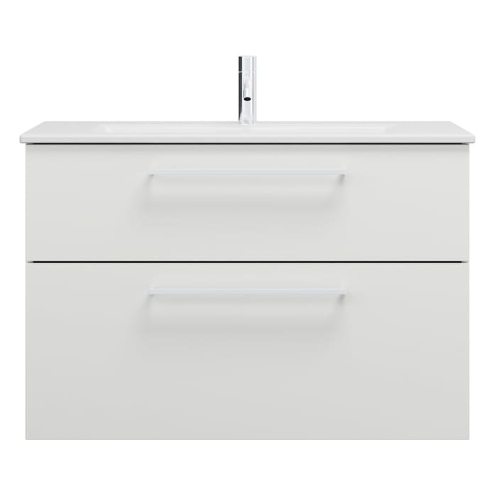 burgbad Eqio Waschtischkombination mit Keramik-Waschtisch Slim, 92 cm, mit Stangengriff P95