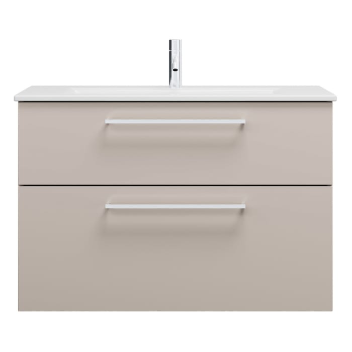 burgbad Eqio Waschtischkombination mit Keramik-Waschtisch Slim, 92 cm, mit Stangengriff P95