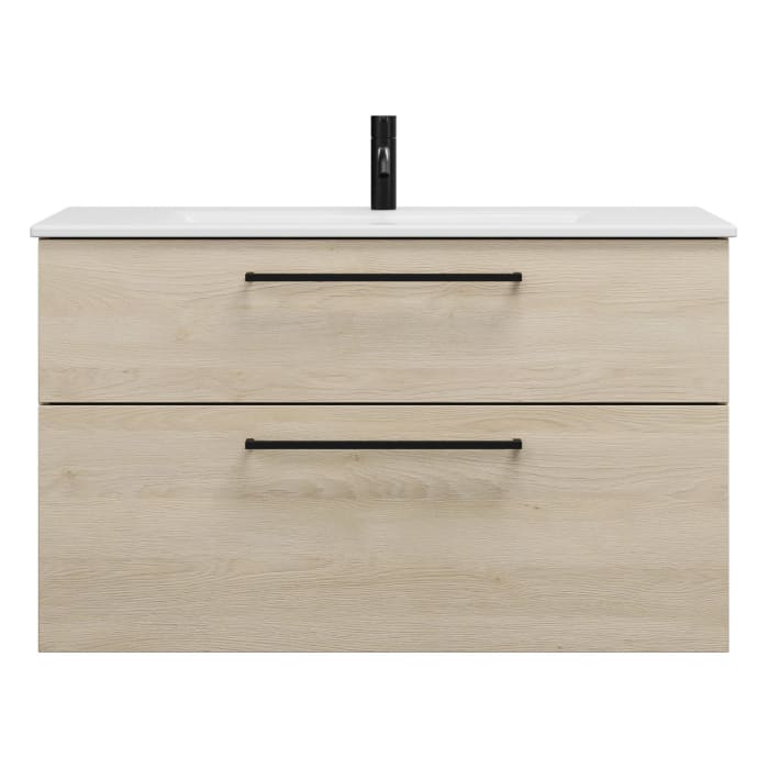 burgbad Eqio Waschtischkombination mit Keramik-Waschtisch Slim, 102 cm, mit Stangengriff G0234