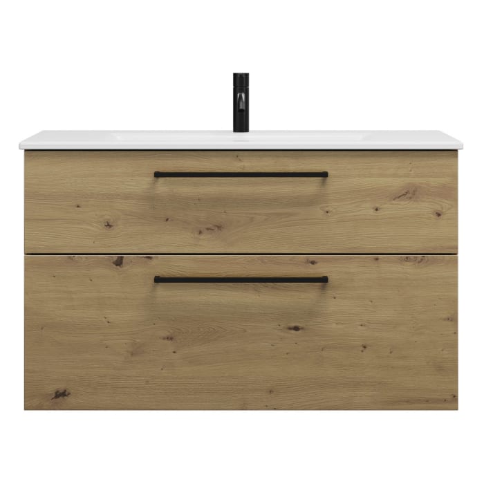 burgbad Eqio Waschtischkombination mit Keramik-Waschtisch Slim, 102 cm, mit Stangengriff G0234