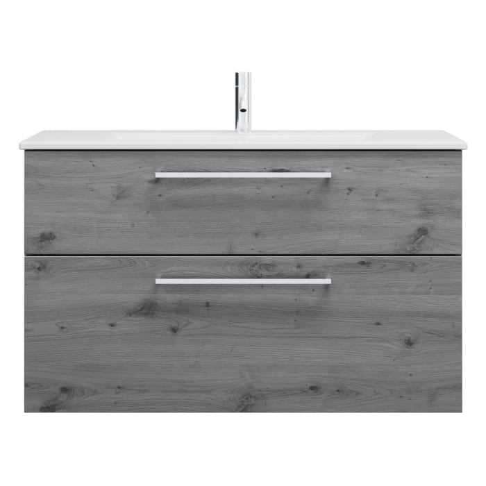 burgbad Eqio Waschtischkombination mit Keramik-Waschtisch Slim, 102 cm, mit Stangengriff P95