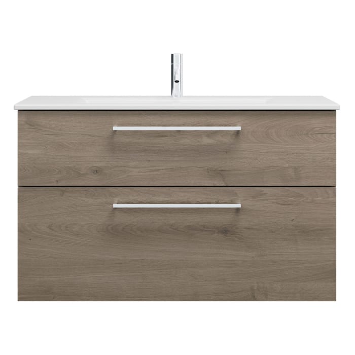 burgbad Eqio Waschtischkombination mit Keramik-Waschtisch Slim, 102 cm, mit Stangengriff P95