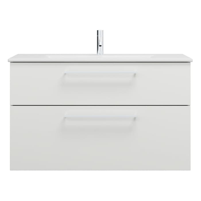 burgbad Eqio Waschtischkombination mit Keramik-Waschtisch Slim, 102 cm, mit Stangengriff P95