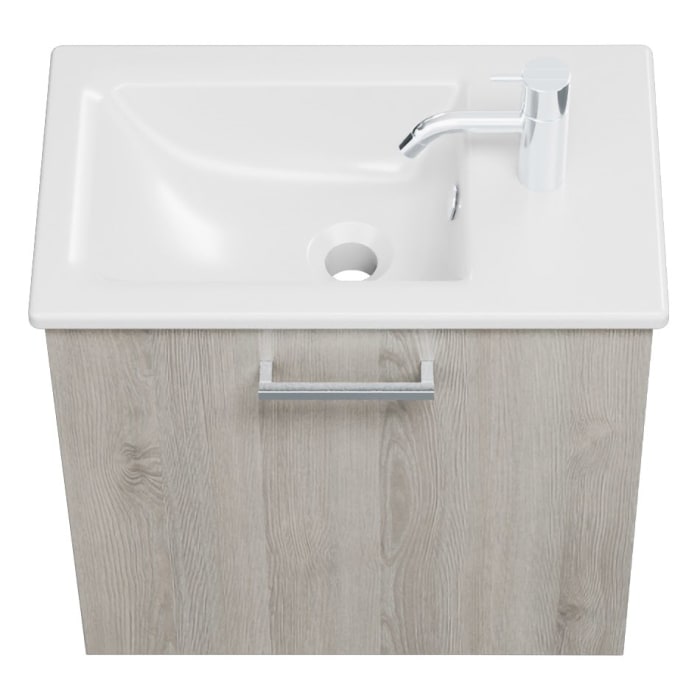 burgbad Eqio Waschtischkombination mit Keramik-Waschtisch Slim, 52 cm, mit Stangengriff P95