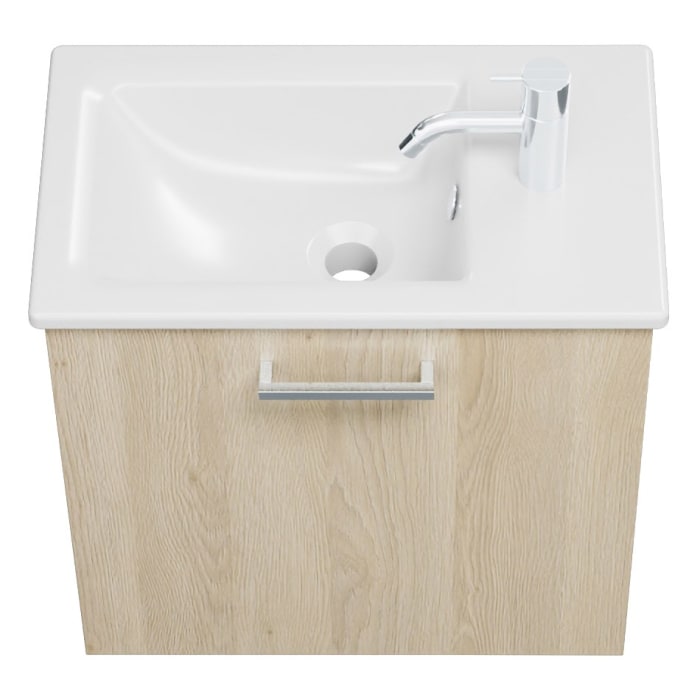 burgbad Eqio Waschtischkombination mit Keramik-Waschtisch Slim, 52 cm, mit Stangengriff P95