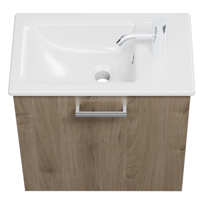 burgbad Eqio Waschtischkombination mit Keramik-Waschtisch Slim, 52 cm, mit Stangengriff P95