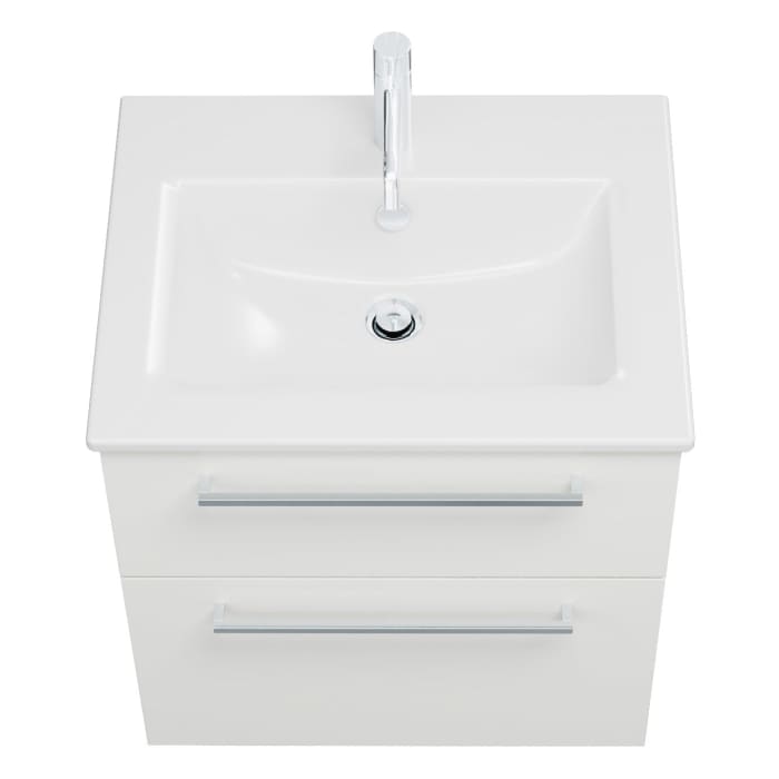 burgbad Eqio Waschtischkombination mit Keramik-Waschtisch Slim, 62 cm, mit Stangengriff P95