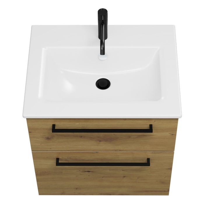 burgbad Eqio Waschtischkombination mit Keramik-Waschtisch Slim, 62 cm, mit Stangengriff G0234