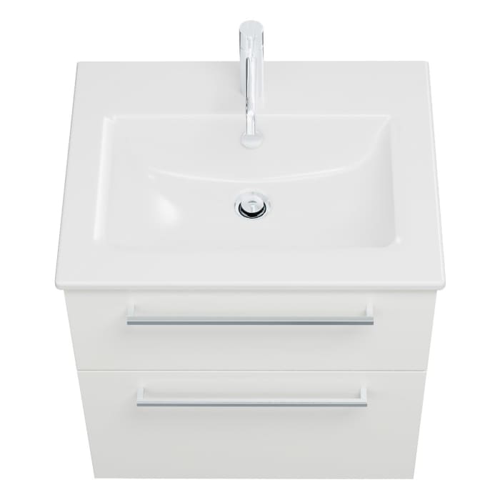 burgbad Eqio Waschtischkombination mit Keramik-Waschtisch Slim, 62 cm, mit Stangengriff P95