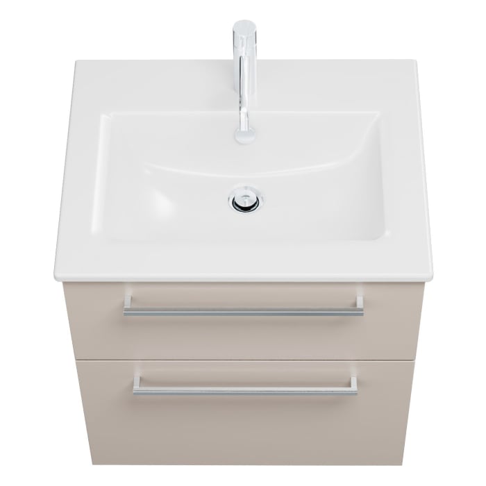 burgbad Eqio Waschtischkombination mit Keramik-Waschtisch Slim, 62 cm, mit Stangengriff P95