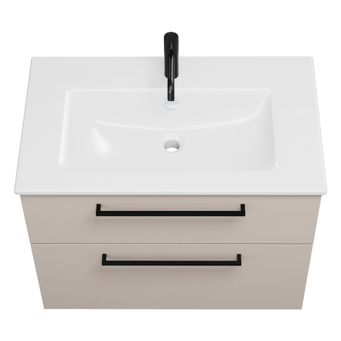 burgbad Eqio Waschtischkombination mit Keramik-Waschtisch Slim, 82 cm, mit Stangengriff G0234