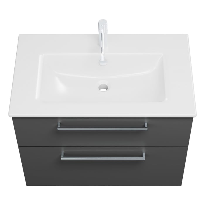 burgbad Eqio Waschtischkombination mit Keramik-Waschtisch Slim, 82 cm, mit Stangengriff P95