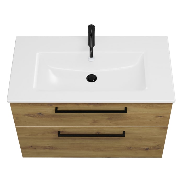 burgbad Eqio Waschtischkombination mit Keramik-Waschtisch Slim, 92 cm, mit Stangengriff G0234