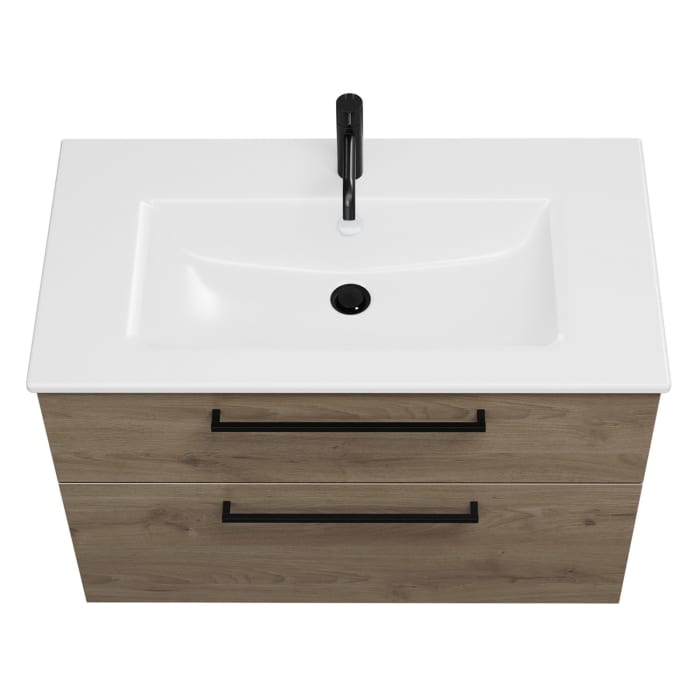 burgbad Eqio Waschtischkombination mit Keramik-Waschtisch Slim, 92 cm, mit Stangengriff G0234