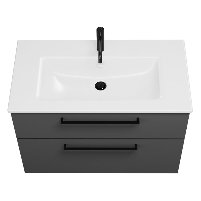 burgbad Eqio Waschtischkombination mit Keramik-Waschtisch Slim, 92 cm, mit Stangengriff G0234