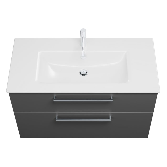 burgbad Eqio Waschtischkombination mit Keramik-Waschtisch Slim, 102 cm, mit Stangengriff P95