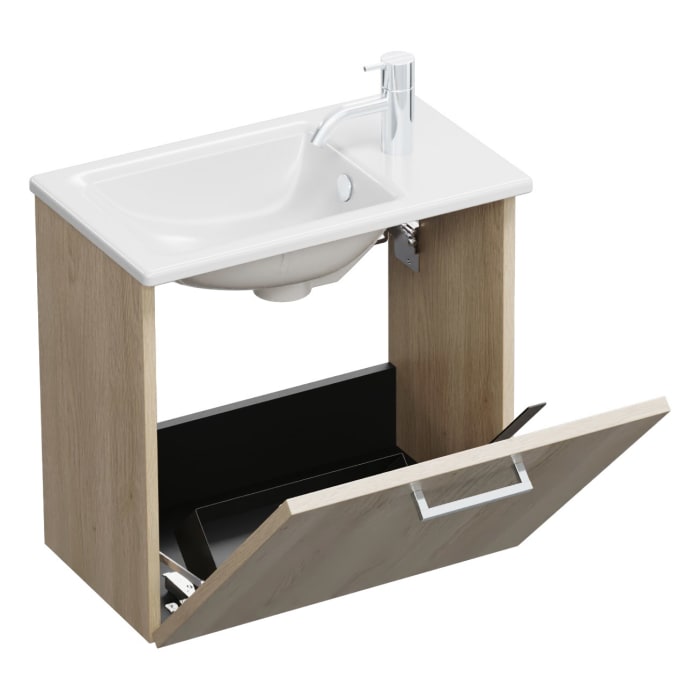 burgbad Eqio Waschtischkombination mit Keramik-Waschtisch Slim, 52 cm, mit Stangengriff P95