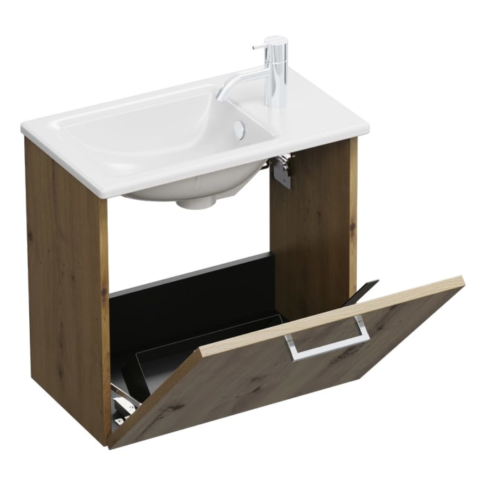 burgbad Eqio Waschtischkombination mit Keramik-Waschtisch Slim, 52 cm, mit Stangengriff P95