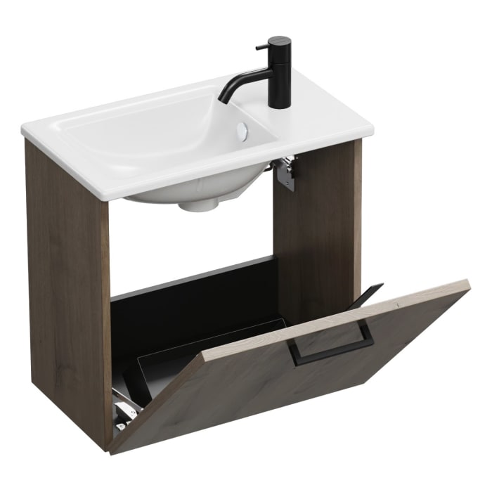 burgbad Eqio Waschtischkombination mit Keramik-Waschtisch Slim, 52 cm, mit Stangengriff G0234