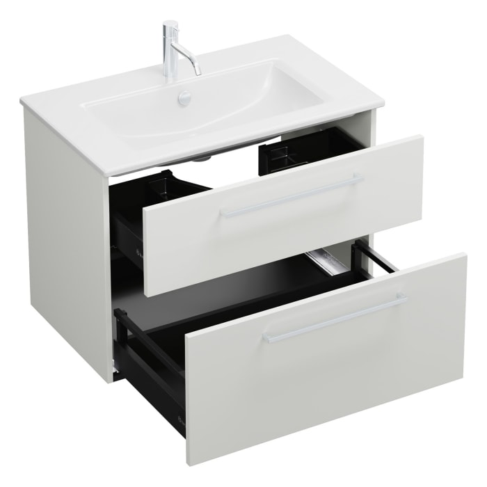 burgbad Eqio Waschtischkombination mit Keramik-Waschtisch Slim, 82 cm, mit Stangengriff P95