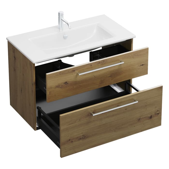 burgbad Eqio Waschtischkombination mit Keramik-Waschtisch Slim, 92 cm, mit Stangengriff P95