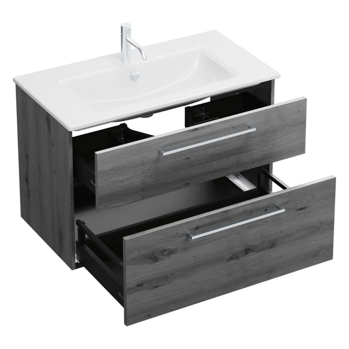 burgbad Eqio Waschtischkombination mit Keramik-Waschtisch Slim, 92 cm, mit Stangengriff P95