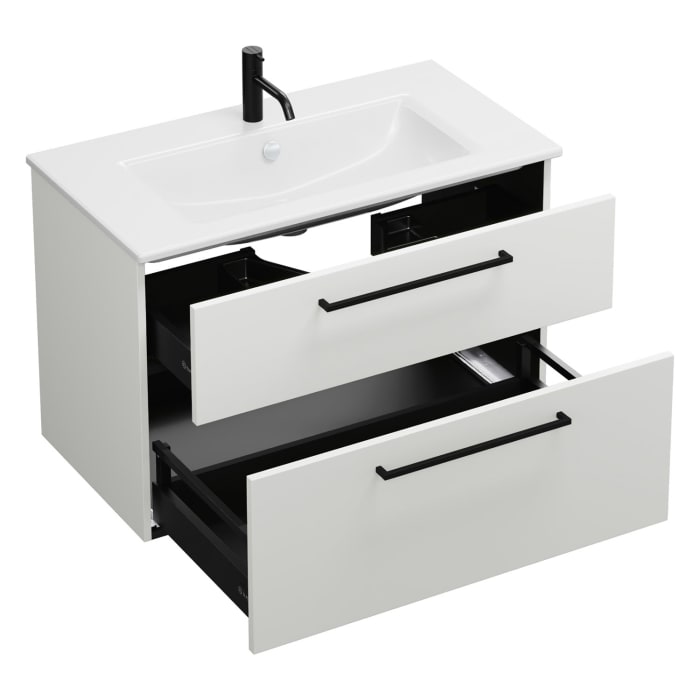 burgbad Eqio Waschtischkombination mit Keramik-Waschtisch Slim, 92 cm, mit Stangengriff G0234