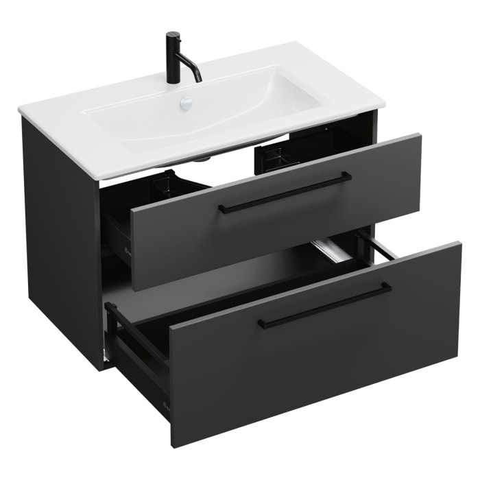 burgbad Eqio Waschtischkombination mit Keramik-Waschtisch Slim, 92 cm, mit Stangengriff G0234