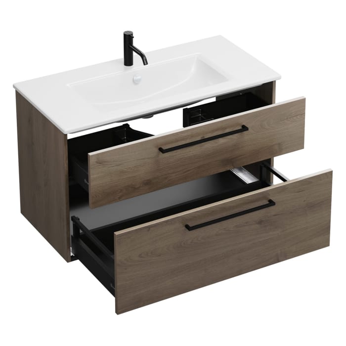 burgbad Eqio Waschtischkombination mit Keramik-Waschtisch Slim, 102 cm, mit Stangengriff G0234