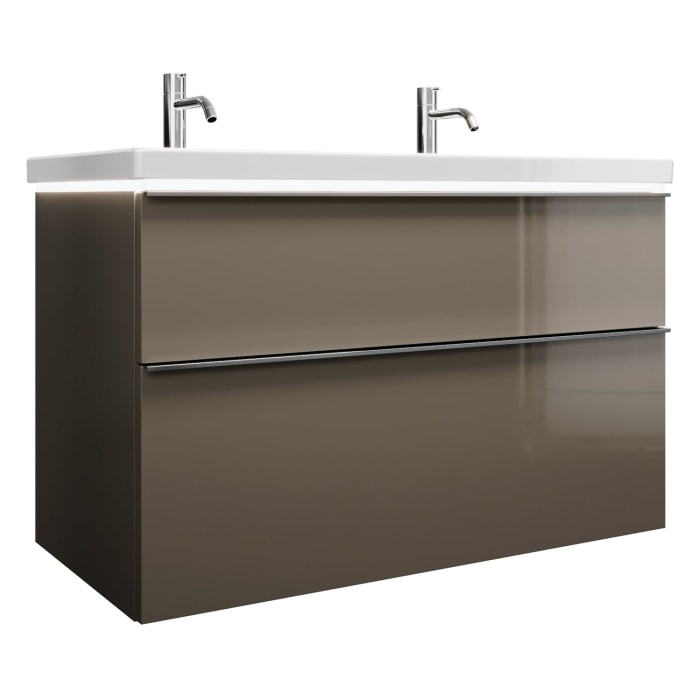 burgbad Eqio Waschtischkombination mit Keramik-Waschtisch mit LED-Beleuchtung, 103 cm, mit Griffleiste G0251