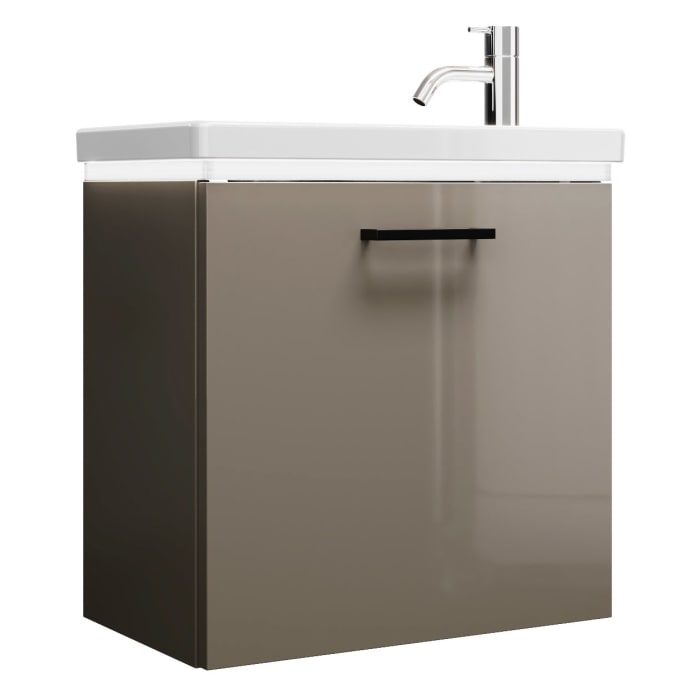 burgbad Eqio Waschtischkombination mit Keramik-Waschtisch mit LED-Beleuchtung, 53 cm, mit Stangengriff G0234