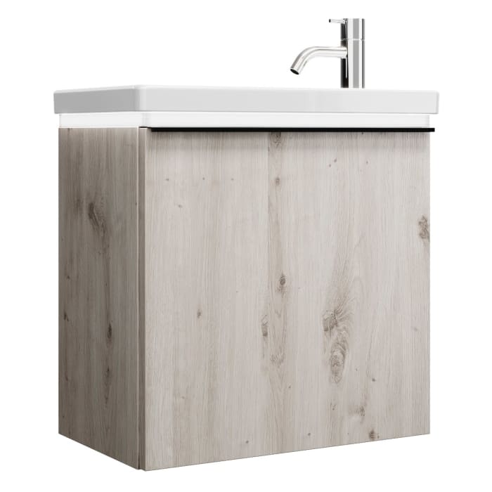 burgbad Eqio Waschtischkombination mit Keramik-Waschtisch mit LED-Beleuchtung, 53 cm, mit Griffleiste G0252