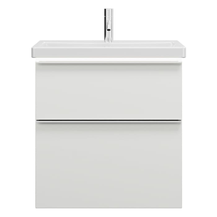 burgbad Eqio Waschtischkombination mit Keramik-Waschtisch mit LED-Beleuchtung, 63 cm, mit Griffleiste G0251