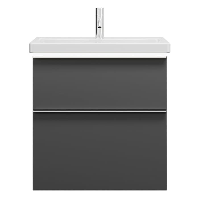 burgbad Eqio Waschtischkombination mit Keramik-Waschtisch mit LED-Beleuchtung, 63 cm, mit Griffleiste G0251