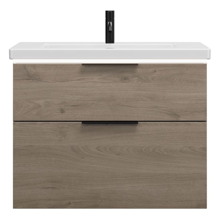 burgbad Eqio Waschtischkombination mit Keramik-Waschtisch mit LED-Beleuchtung, 83 cm, mit Griff G0200