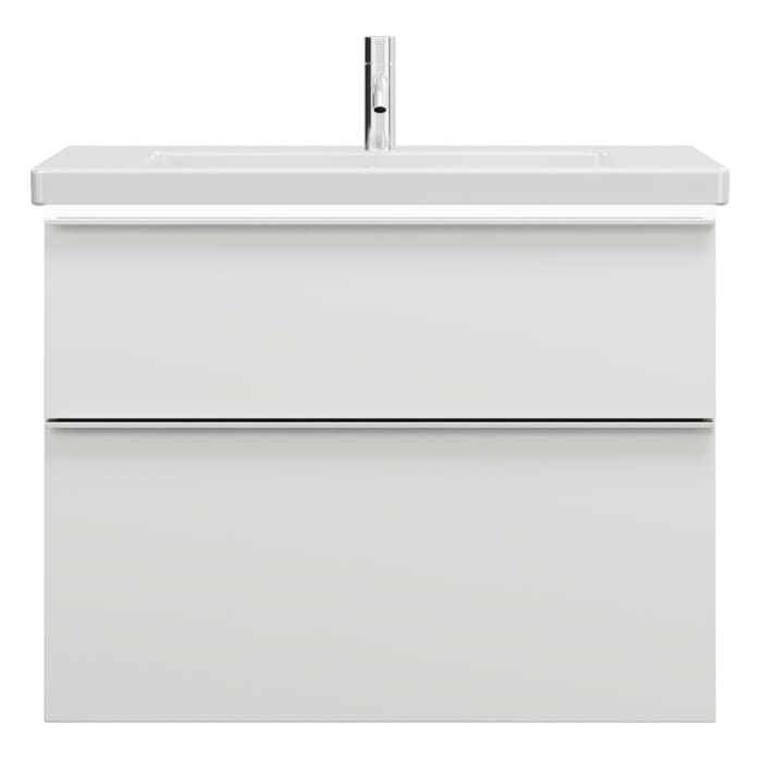 burgbad Eqio Waschtischkombination mit Keramik-Waschtisch mit LED-Beleuchtung, 83 cm, mit Griffleiste G0251