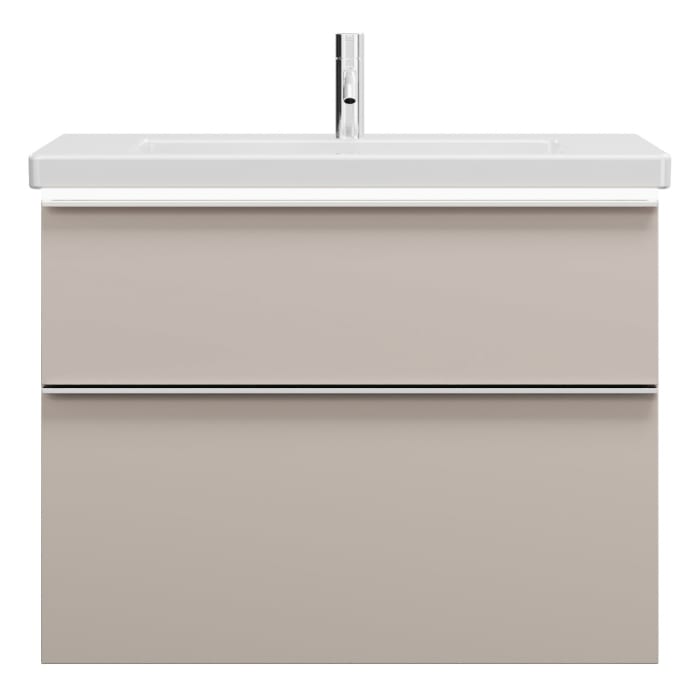 burgbad Eqio Waschtischkombination mit Keramik-Waschtisch mit LED-Beleuchtung, 83 cm, mit Griffleiste G0251