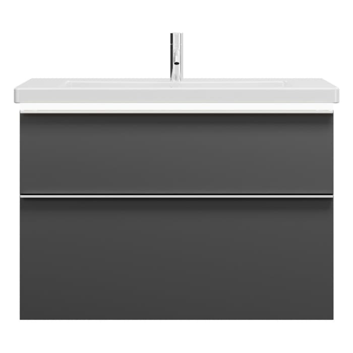 burgbad Eqio Waschtischkombination mit Keramik-Waschtisch mit LED-Beleuchtung, 93 cm, mit Griffleiste G0251