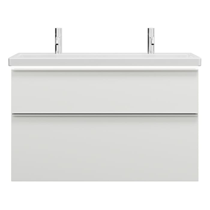 burgbad Eqio Waschtischkombination mit Keramik-Waschtisch mit LED-Beleuchtung, 103 cm, mit Griffleiste G0251