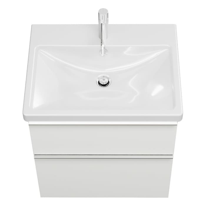 burgbad Eqio Waschtischkombination mit Keramik-Waschtisch mit LED-Beleuchtung, 63 cm, mit Griffleiste G0251