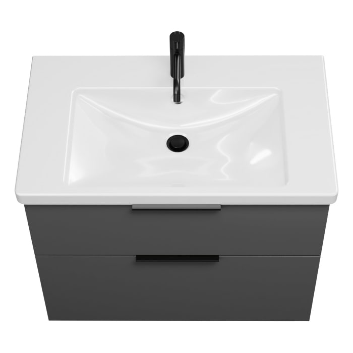 burgbad Eqio Waschtischkombination mit Keramik-Waschtisch mit LED-Beleuchtung, 83 cm, mit Griff G0200