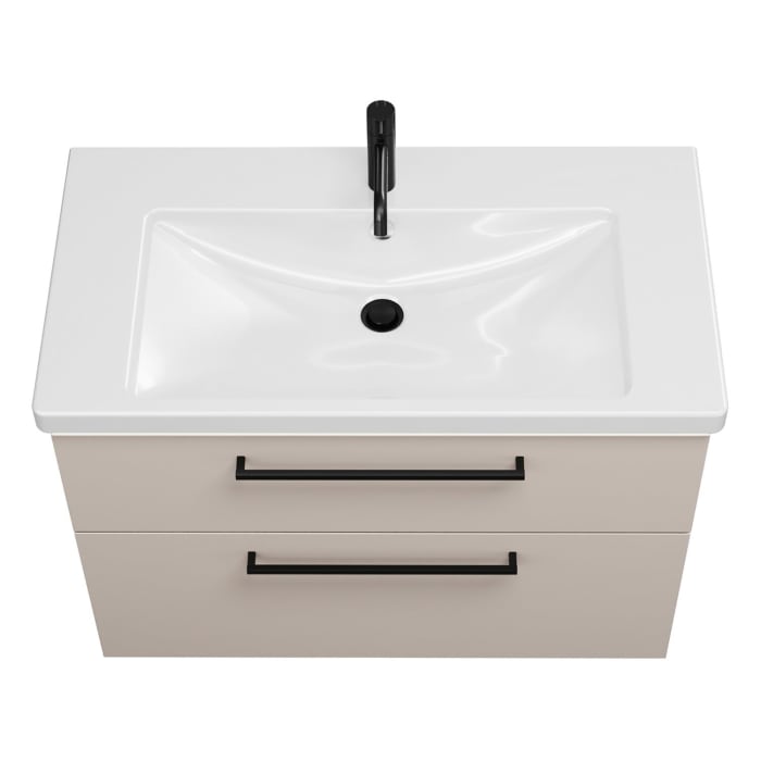 burgbad Eqio Waschtischkombination mit Keramik-Waschtisch mit LED-Beleuchtung, 93 cm, mit Stangengriff G0234