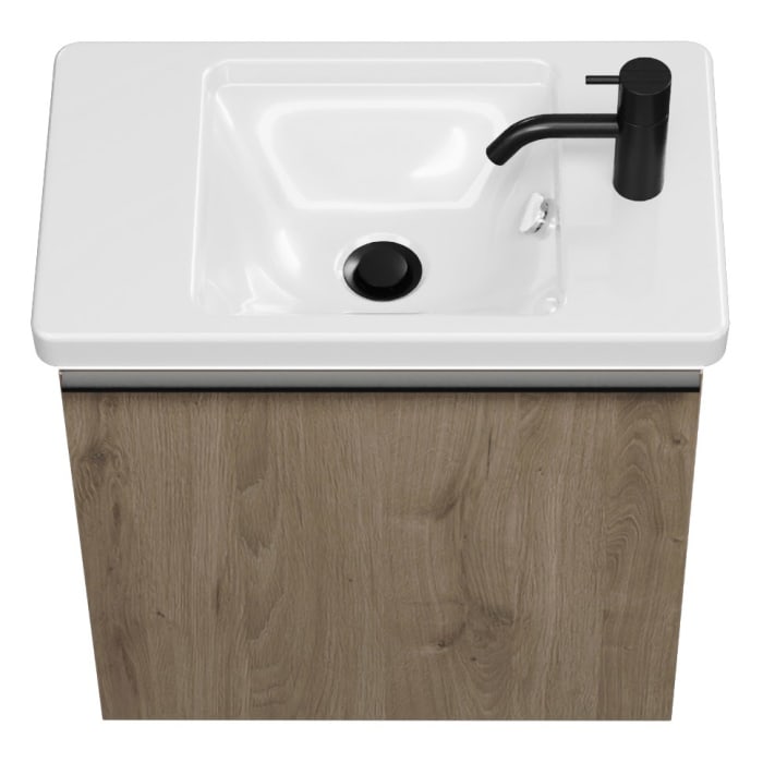 burgbad Eqio Waschtischkombination mit Keramik-Waschtisch mit LED-Beleuchtung, 53 cm, mit Griffleiste G0252