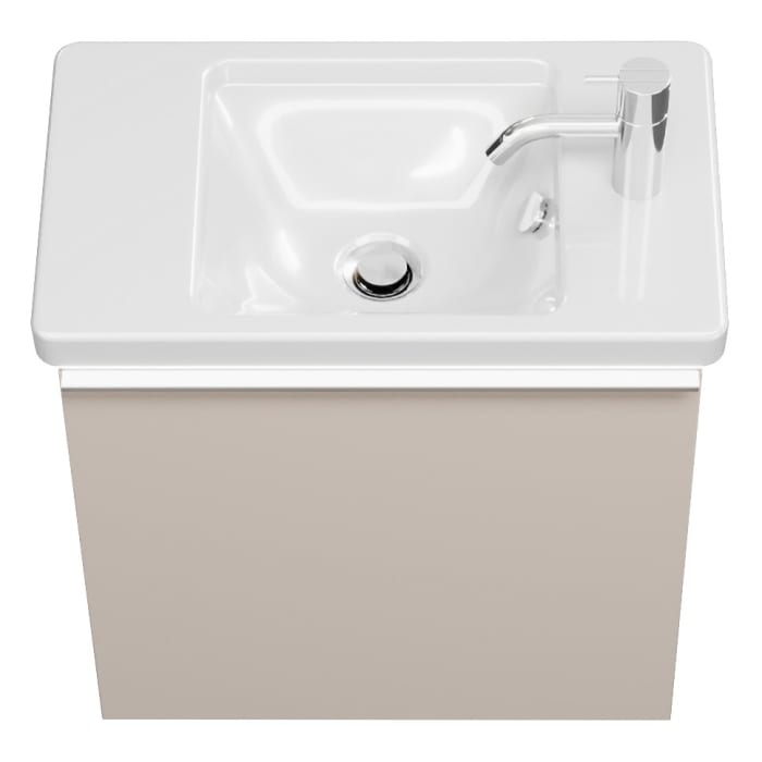 burgbad Eqio Waschtischkombination mit Keramik-Waschtisch mit LED-Beleuchtung, 53 cm, mit Griffleiste G0251