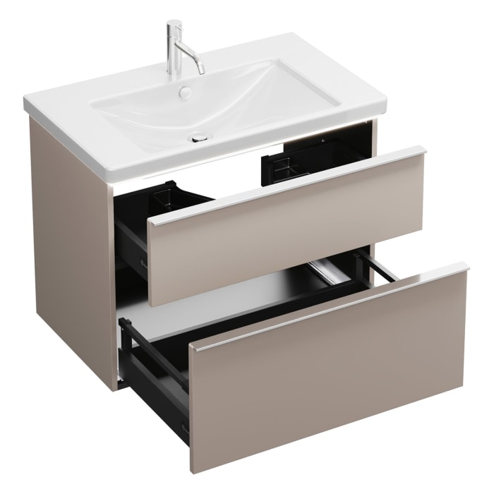 burgbad Eqio Waschtischkombination mit Keramik-Waschtisch mit LED-Beleuchtung, 83 cm, mit Griffleiste G0251