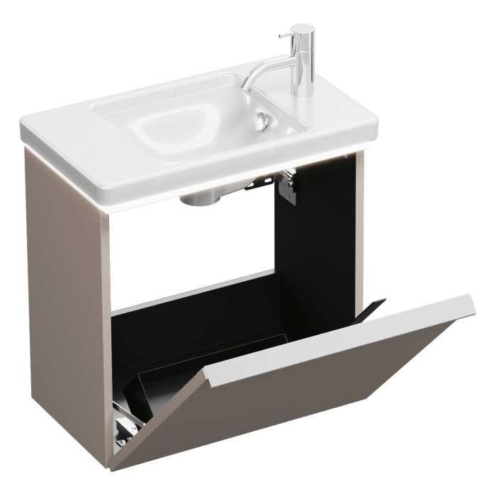 burgbad Eqio Waschtischkombination mit Keramik-Waschtisch mit LED-Beleuchtung, 53 cm, mit Griffleiste G0251