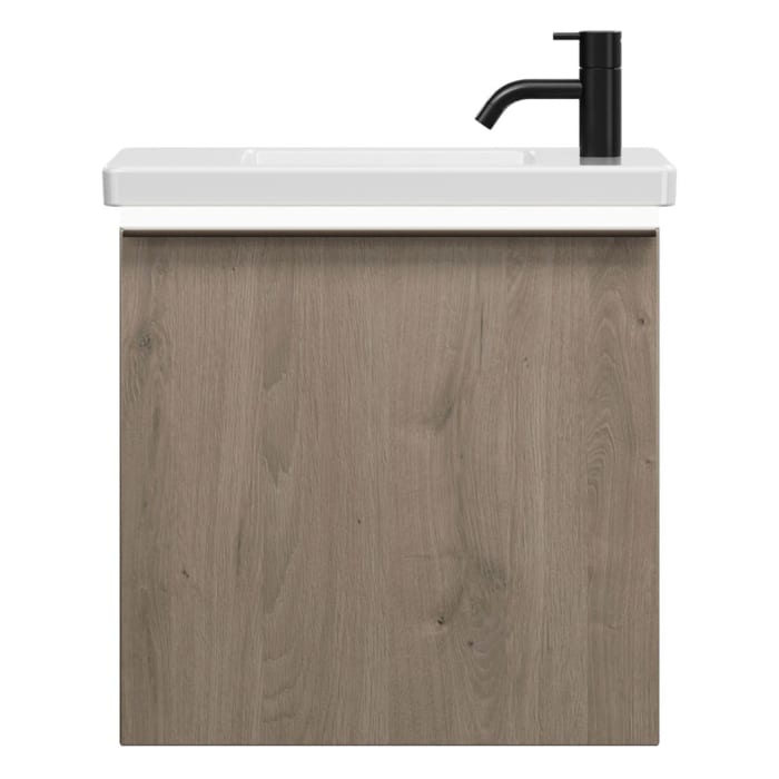 burgbad Eqio Waschtischkombination mit Keramik-Waschtisch mit LED-Beleuchtung, 53 cm, mit Griffleiste G0252